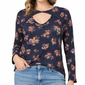 Buckle Daytrip Floral Cutout Top XL Black Long Sleeve Boho
